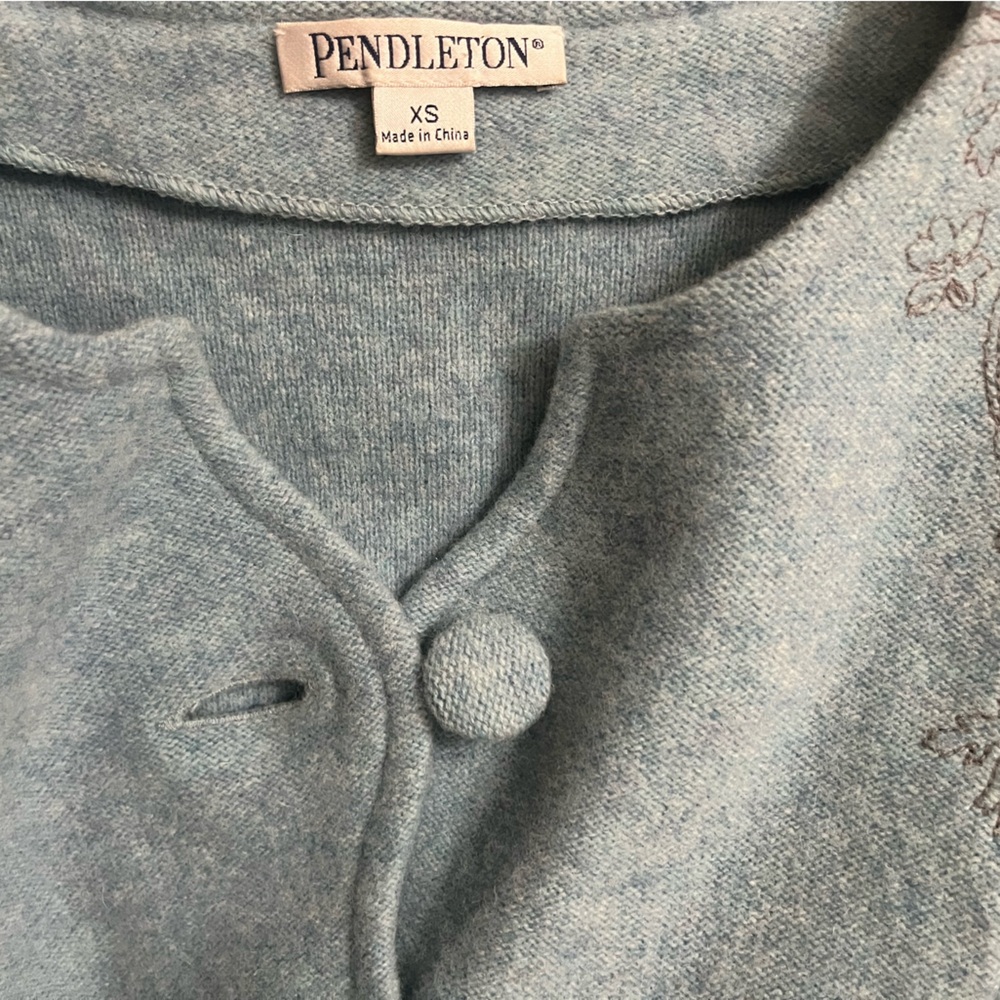 Pendleton Blue Embroidered Button Cardigan - image 8